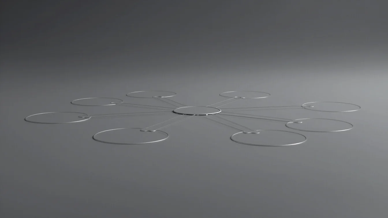 Architectural diagram of a cloud network with clean lines and subtle node connections, cool neutral studio lighting, mut
